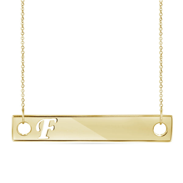 JewelonFire "A to Z" Initial Cutout Bar Necklace in Sterling Silver - Assorted Styles