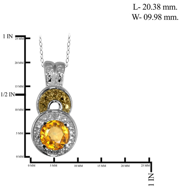 JewelonFire 3/4 Carat T.G.W. Citrine and Champagne & White Diamond Accent Sterling Silver Pendant