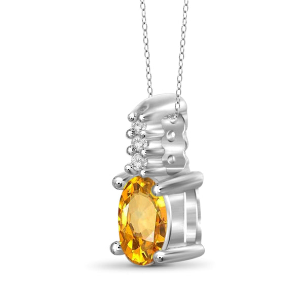 JewelonFire 1/4 Carat T.G.W. Citrine and White Diamond Accent Sterling Silver Pendant - Assorted Colors