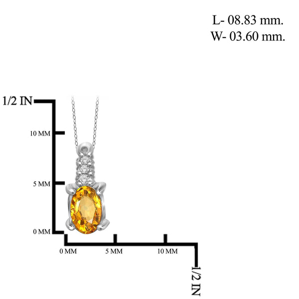 JewelonFire 1/4 Carat T.G.W. Citrine and White Diamond Accent Sterling Silver Pendant - Assorted Colors