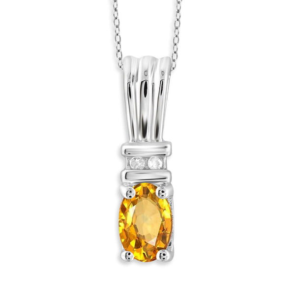 JewelonFire 1/2 Carat T.G.W. Citrine and White Diamond Accent Sterling Silver Pendant - Assorted Colors