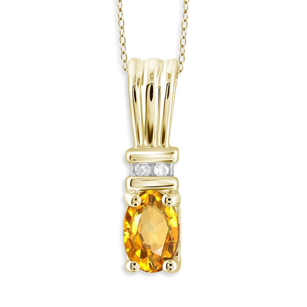 JewelonFire 1/2 Carat T.G.W. Citrine and White Diamond Accent Sterling Silver Pendant - Assorted Colors