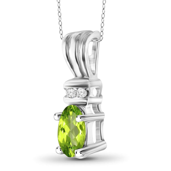 JewelonFire 1/2 Carat T.G.W. Peridot and White Diamond Accent Sterling Silver Pendant - Assorted Colors