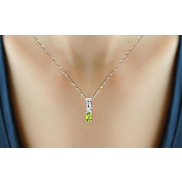 JewelonFire 1/2 Carat T.G.W. Peridot and White Diamond Accent Sterling Silver Pendant - Assorted Colors