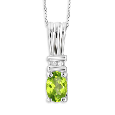 JewelonFire 1/2 Carat T.G.W. Peridot and White Diamond Accent Sterling Silver Pendant - Assorted Colors