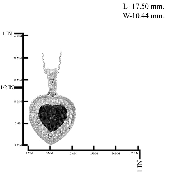 JewelonFire 1/20 Carat T.W. Black Diamond Sterling Silver 3 Piece Heart Jewelry Set