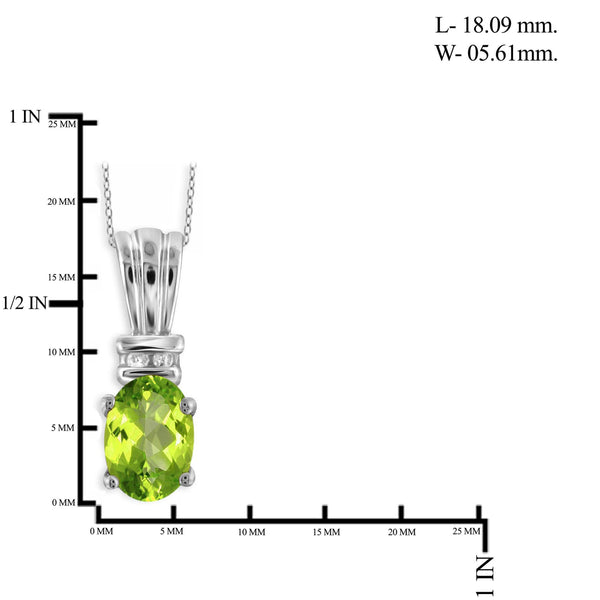 JewelonFire 3/4 Carat T.G.W. Peridot And 1/20 Carat T.W. White Diamond Sterling Silver Pendant - Assorted Colors