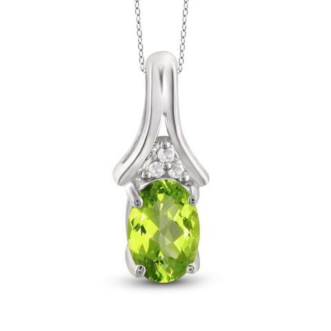 JewelonFire 1/2 Carat T.G.W. Peridot and White Diamond Accent Sterling Silver Pendant - Assorted Colors