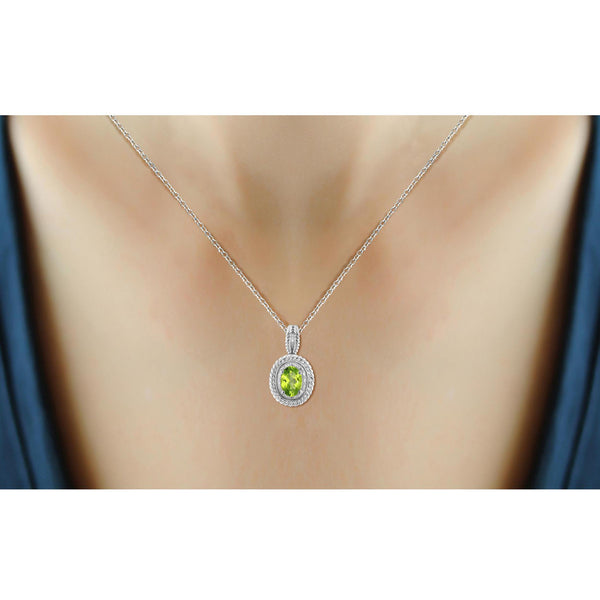 JewelonFire 1/2 Carat T.G.W. Peridot and White Diamond Accent Sterling Silver Pendant - Assorted Colors