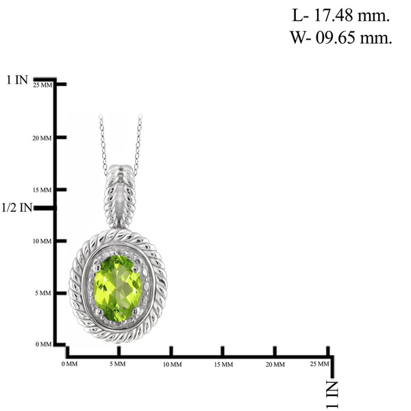 JewelonFire 1/2 Carat T.G.W. Peridot and White Diamond Accent Sterling Silver Pendant - Assorted Colors