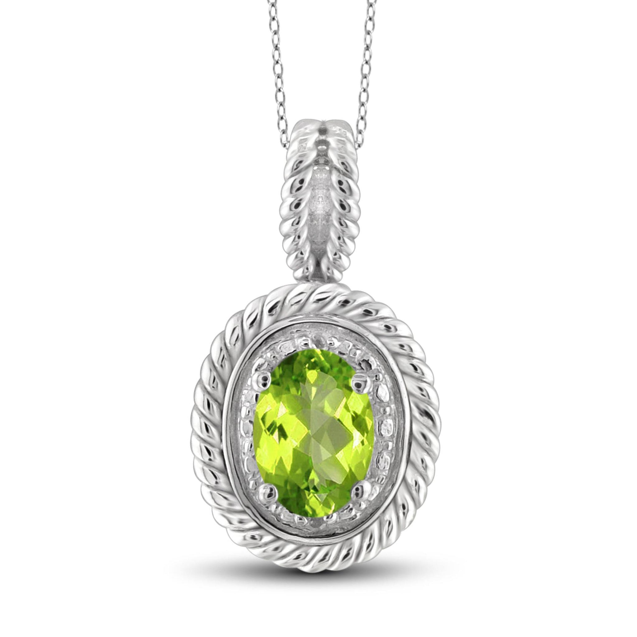 JewelonFire 1/2 Carat T.G.W. Peridot and White Diamond Accent Sterling Silver Pendant - Assorted Colors