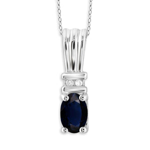 JewelonFire 0.60 Carat T.G.W. Sapphire and White Diamond Accent Sterling Silver Pendant - Assorted Colors