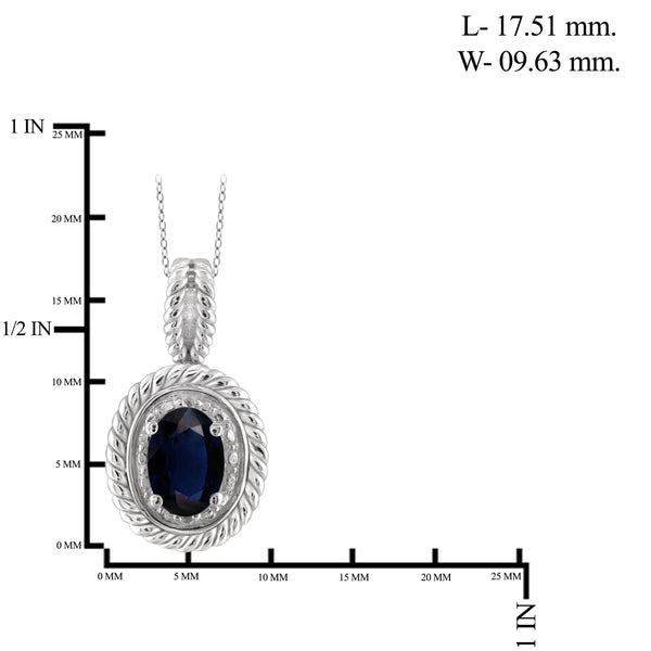 JewelonFire 0.60 Carat T.G.W. Sapphire and White Diamond Accent Sterling Silver Pendant - Assorted Colors