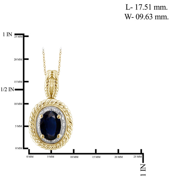 JewelonFire 0.60 Carat T.G.W. Sapphire and White Diamond Accent Sterling Silver Pendant - Assorted Colors