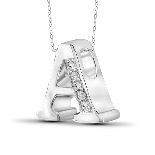 JewelonFire Yours Truly Diamond Accent Sterling Silver "A TO Z" Initial Necklace