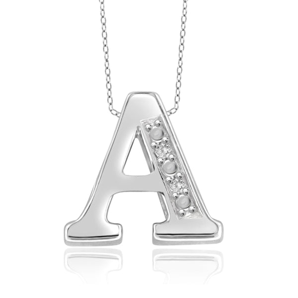 JewelonFire Yours Truly Diamond Accent Sterling Silver "A TO Z" Initial Necklace