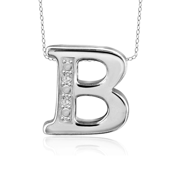 JewelonFire Yours Truly Diamond Accent Sterling Silver "A TO Z" Initial Necklace