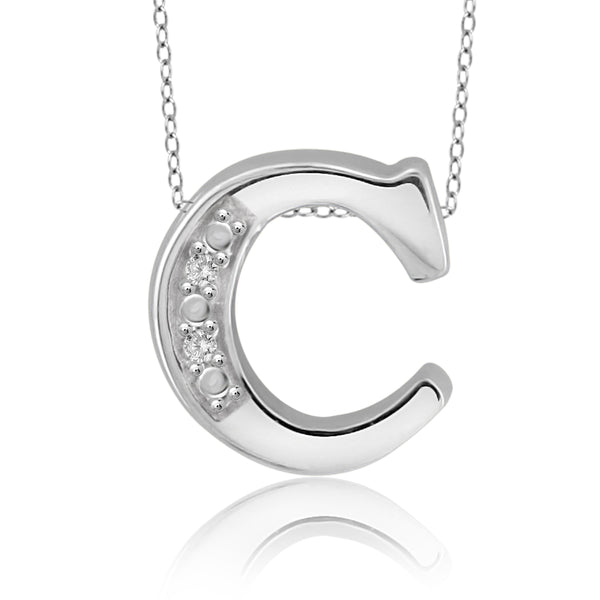 JewelonFire Yours Truly Diamond Accent Sterling Silver "A TO Z" Initial Necklace