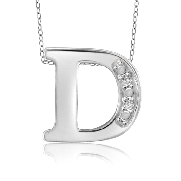 JewelonFire Yours Truly Diamond Accent Sterling Silver "A TO Z" Initial Necklace