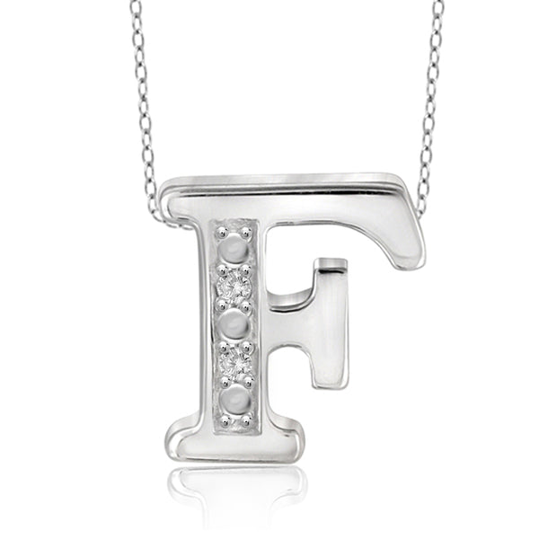 JewelonFire Yours Truly Diamond Accent Sterling Silver "A TO Z" Initial Necklace