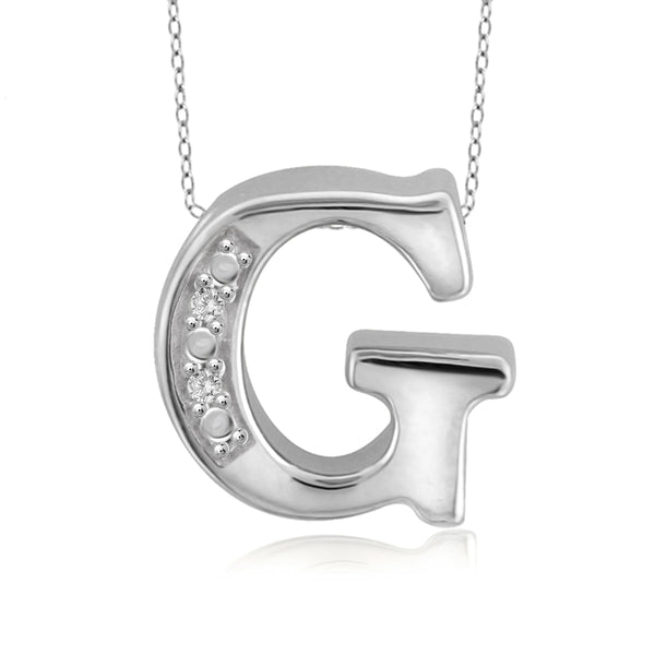 JewelonFire Yours Truly Diamond Accent Sterling Silver "A TO Z" Initial Necklace