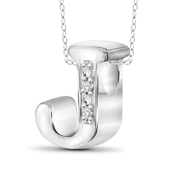 JewelonFire Yours Truly Diamond Accent Sterling Silver "A TO Z" Initial Necklace