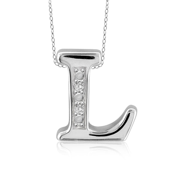 JewelonFire Yours Truly Diamond Accent Sterling Silver "A TO Z" Initial Necklace