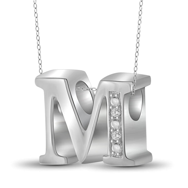 JewelonFire Yours Truly Diamond Accent Sterling Silver "A TO Z" Initial Necklace