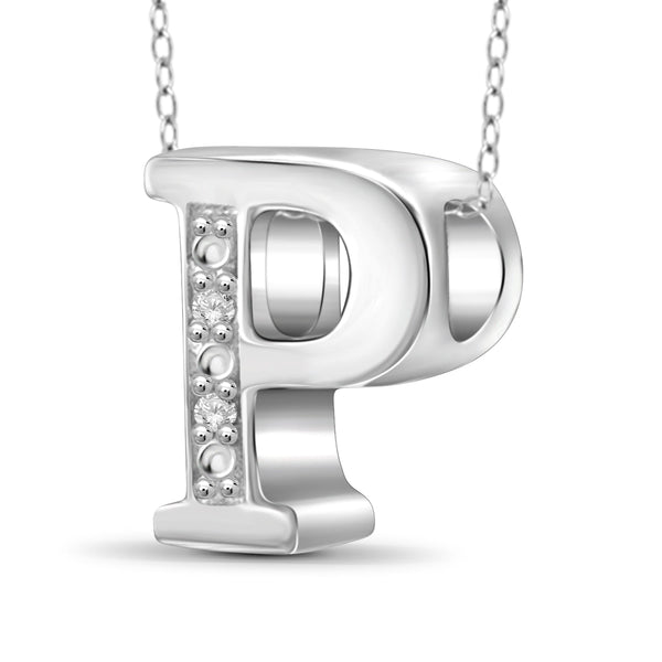 JewelonFire Yours Truly Diamond Accent Sterling Silver "A TO Z" Initial Necklace