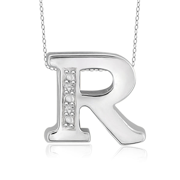 JewelonFire Yours Truly Diamond Accent Sterling Silver "A TO Z" Initial Necklace