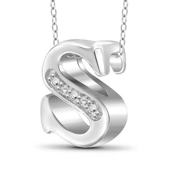 JewelonFire Yours Truly Diamond Accent Sterling Silver "A TO Z" Initial Necklace