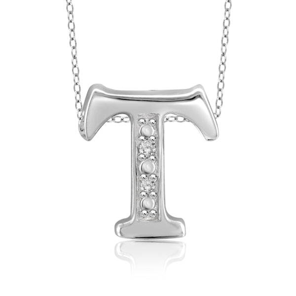 JewelonFire Yours Truly Diamond Accent Sterling Silver "A TO Z" Initial Necklace