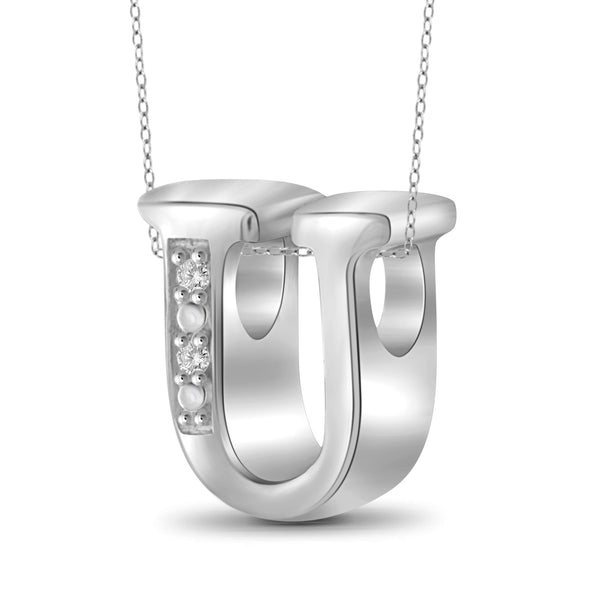 JewelonFire Yours Truly Diamond Accent Sterling Silver "A TO Z" Initial Necklace