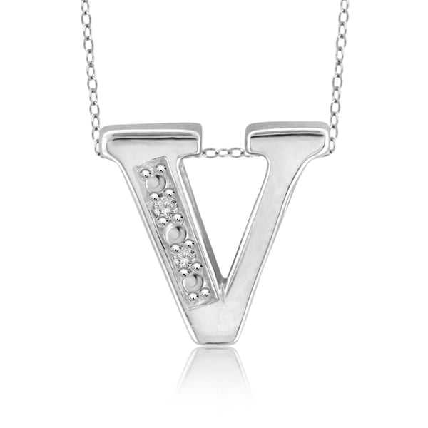 JewelonFire Yours Truly Diamond Accent Sterling Silver "A TO Z" Initial Necklace