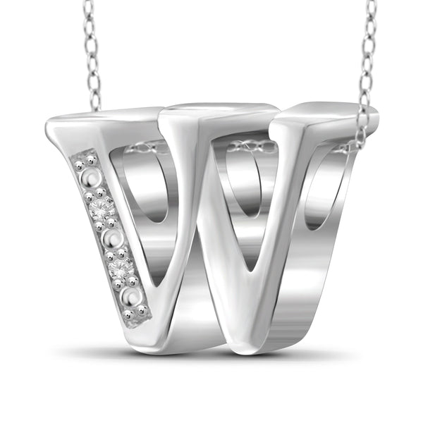 JewelonFire Yours Truly Diamond Accent Sterling Silver "A TO Z" Initial Necklace