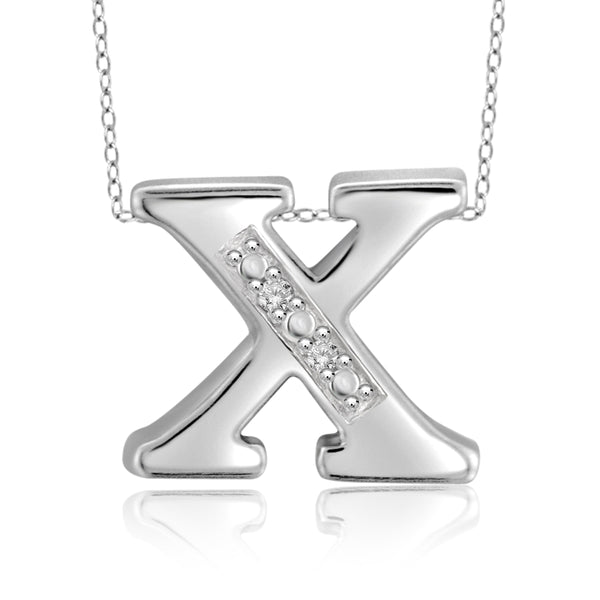 JewelonFire Yours Truly Diamond Accent Sterling Silver "A TO Z" Initial Necklace