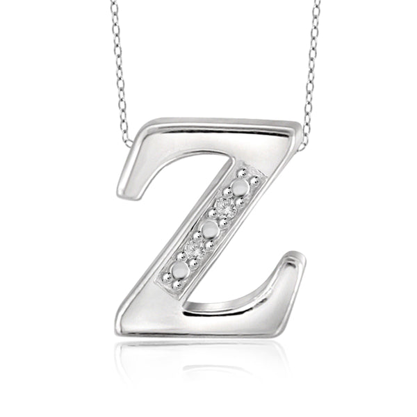 JewelonFire Yours Truly Diamond Accent Sterling Silver "A TO Z" Initial Necklace