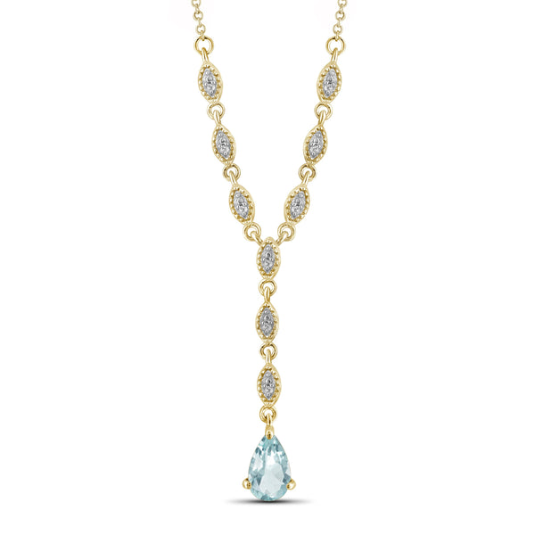 JewelonFire 2 1/4 Carat T.G.W. Sky Blue Topaz And White Diamond Sterling Silver Necklace - Assorted Colors