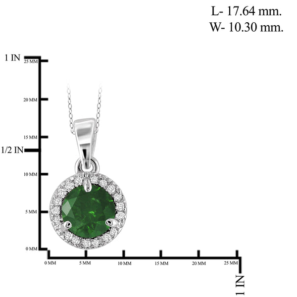 JewelonFire 1.00 Carat T.W. Green And White Diamond Sterling Silver Halo Pendant