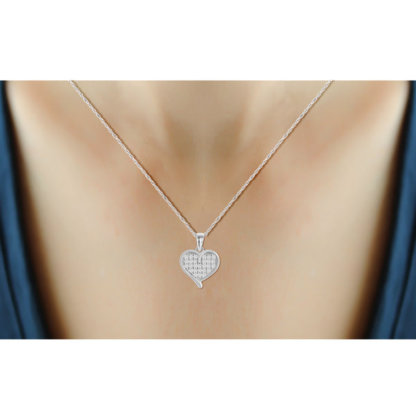 JewelonFire 1.00 Carat T.W. White Diamond Sterling Silver 3 Piece Heart Jewelry Set - Assorted Colors