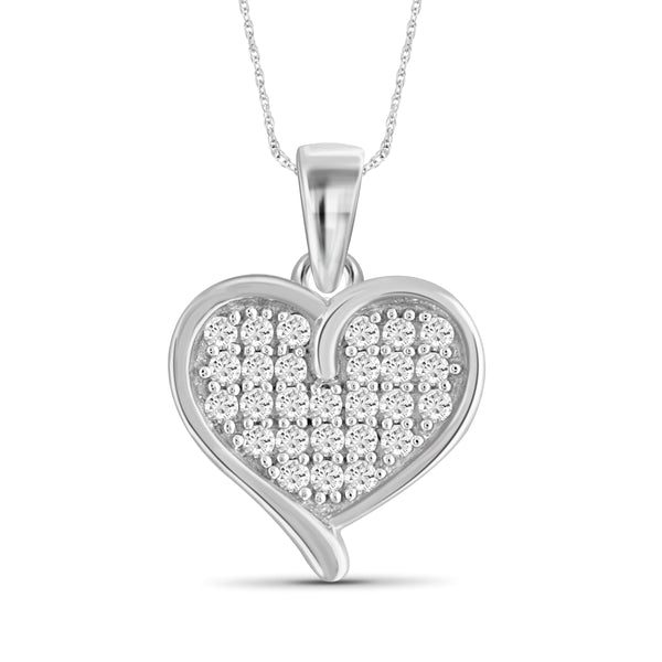 JewelonFire 1.00 Carat T.W. White Diamond Sterling Silver 3 Piece Heart Jewelry Set - Assorted Colors