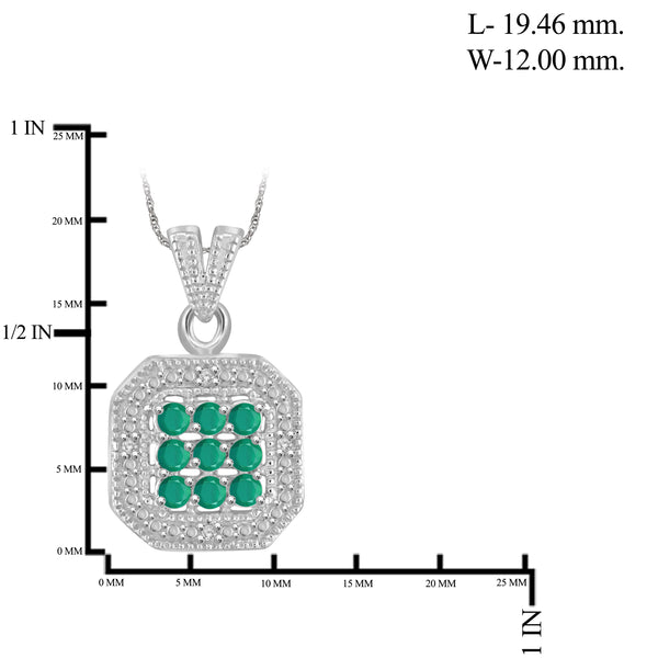 JewelonFire 2.70 Carat T.G.W. Emerald And 1/7 Carat T.W. White Diamond Sterling Silver 4 Piece Jewelry Set - Assorted Colors