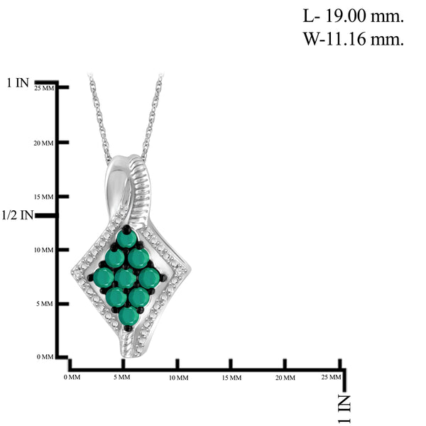 JewelonFire 2.10 Carat T.G.W. Emerald And 1/20 Carat T.W. White Diamond Sterling Silver 3 Piece Jewelry Set - Assorted Colors