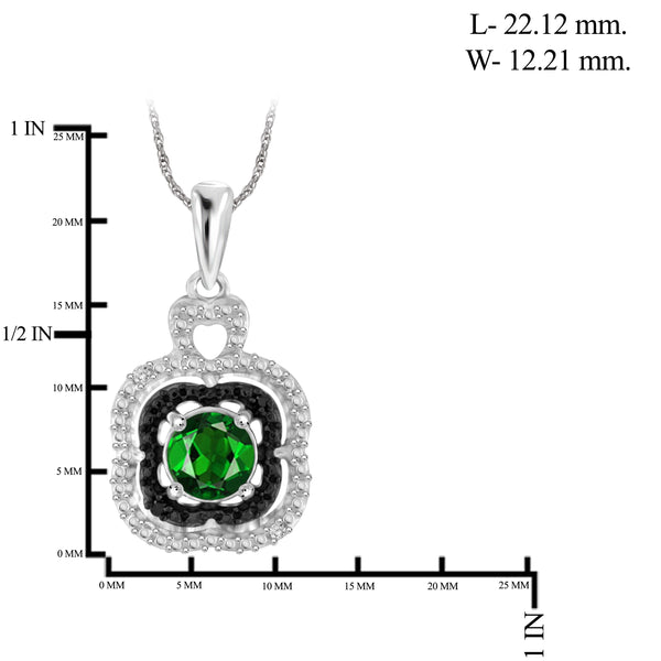 JewelonFire 1.50 Carat T.G.W. Chrome Diopside And 1/20 Carat T.W. White Diamond Sterling Silver Cluster 3 Piece Jewelry Set - Assorted Colors