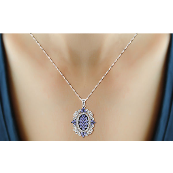 JewelonFire 5.00 Carat T.G.W. Tanzanite And 1/20 Carat T.W. White Diamond Sterling Silver 3 Piece Jewelry Set - Assorted Colors