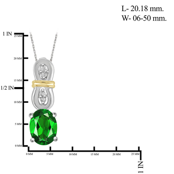 JewelonFire 12.30 Carat T.G.W. Chrome Diopside And 1/20 Carat T.W. White Diamond Two Tone Silver 4 Piece Jewelry Set