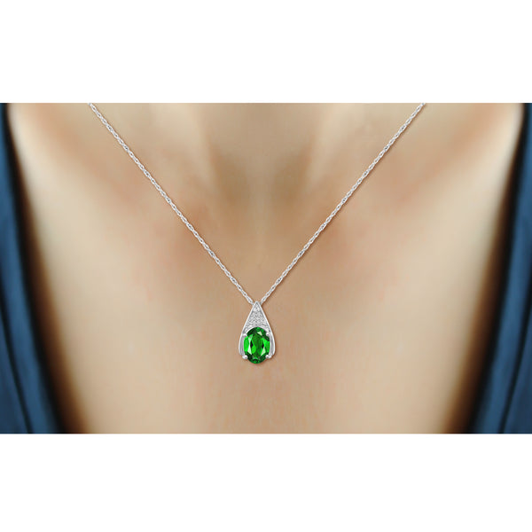 JewelonFire 4.80 Carat T.G.W. Chrome Diopside And 1/20 Carat T.W. White Diamond Sterling Silver 3 Piece Jewelry Set - Assorted Colors