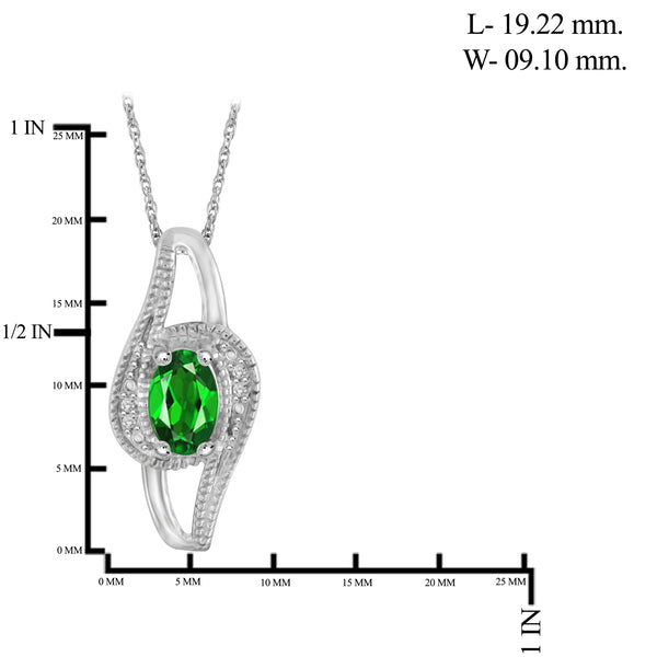 JewelonFire 2.85 Carat T.G.W. Chrome Diopside And 1/20 Carat T.W. White Diamond Sterling Silver 3 Piece Jewelry Set - Assorted Colors