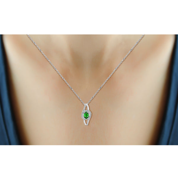 JewelonFire 2.85 Carat T.G.W. Chrome Diopside And 1/20 Carat T.W. White Diamond Sterling Silver 3 Piece Jewelry Set - Assorted Colors