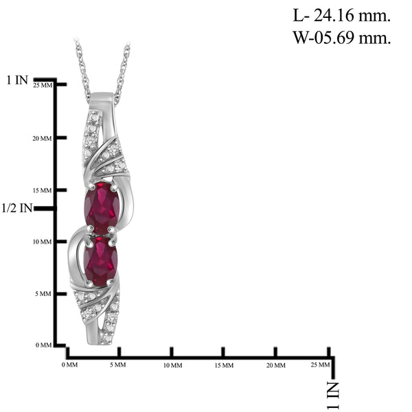 JewelonFire 2.00 Carat T.G.W. Ruby And 1/20 Carat T.W. White Diamond Sterling Silver 3 Piece Jewelry Set - Assorted Colors